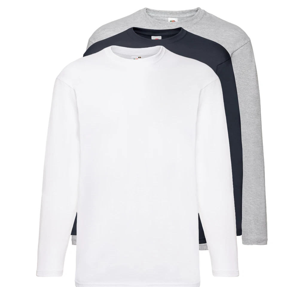 Fruit of the Loom mens long sleeve t shirt 3 or 5 pack lot 100% Cotton t-shirt - Image 3 of 4