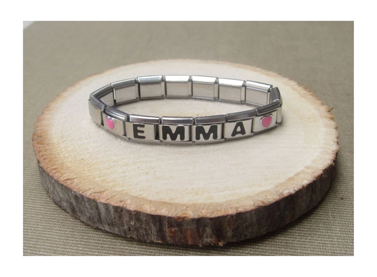 Bracciale argento 925 oro rosa lettera personalizzata nome e stelline