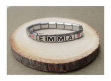 Bracciale con nome lettera personalizzabile e regolabile, logo cuore rosa.