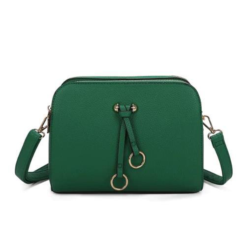 New Women's Double Ring Tassel Triple Zip PU Leather Shoulder Crossbody Handbag - Picture 12 of 15