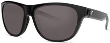 Costa Del Mar Men's Bayside Round Sunglasses Shiny Black/Polarized Gray 
