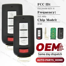 1/2 For 2008-2020 Mitsubishi Lancer Outlander Remote Smart Key Fob OUC644M-KEY-N