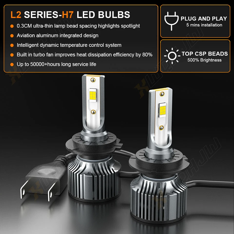 LED Headlight Bulbs Hi&Low Beam Combo For Toyota MR2 Spyder 2003 2004 2005 - Image 3 of 4