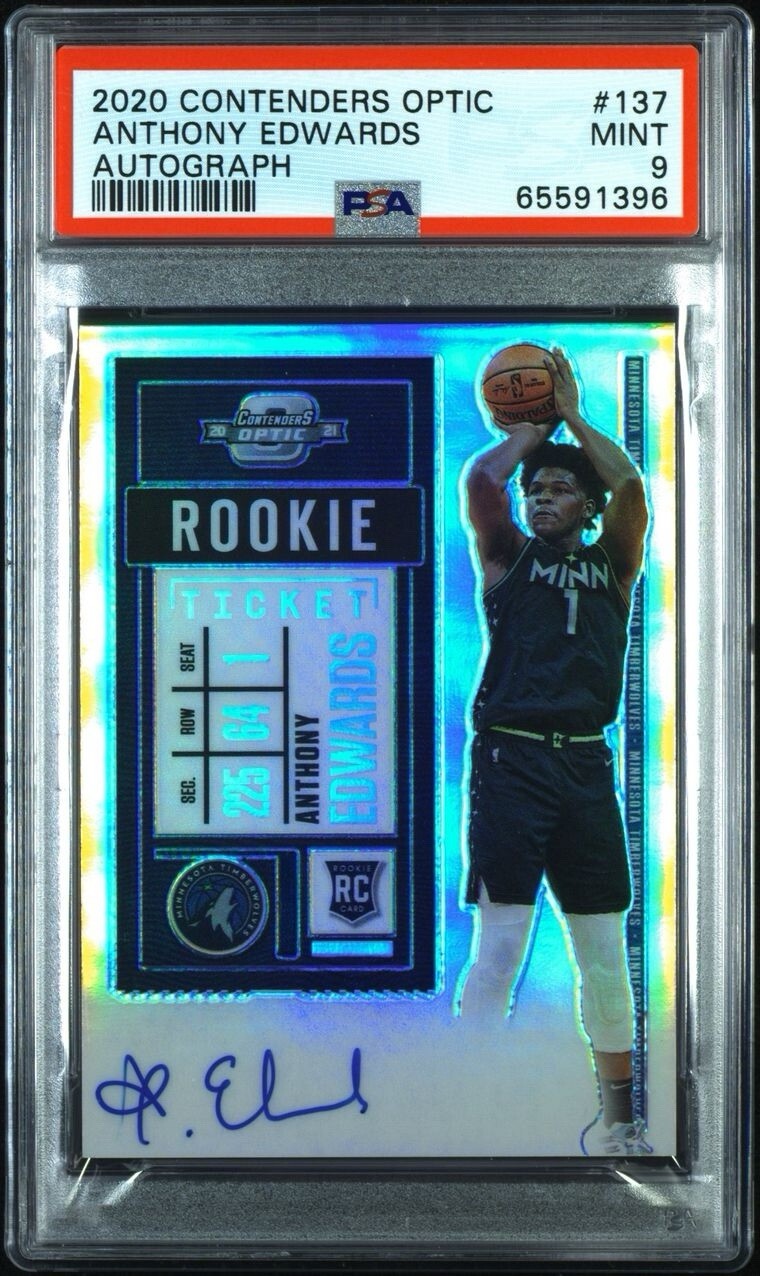 2020 Contenders Optic #137 Anthony Edwards Rookie Ticket RC Auto PSA 9
