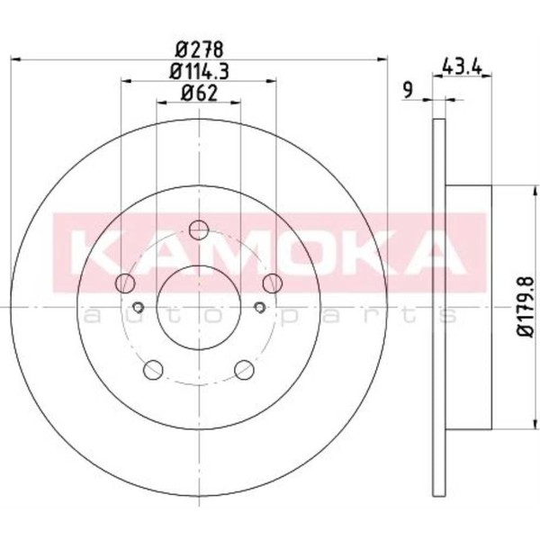Kamoka 2X Bremsscheibe Hinten Ø278 Mm Voll FüR Suzuki SX4 GY 1.6 VVT 2.0 Ddis-image