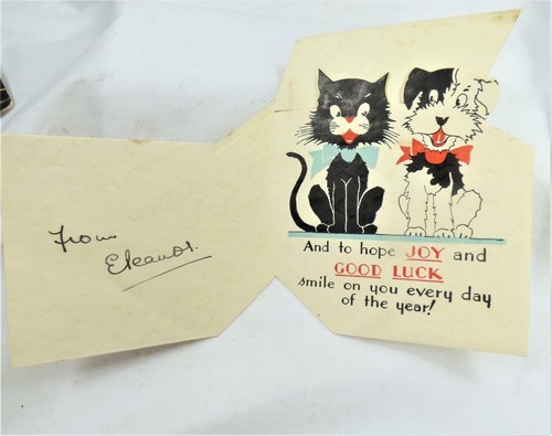 VINTAGE unusual BEST WISHES CARD - DOGS pets antique - Picture 2 of 4