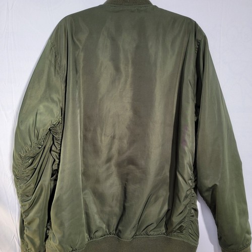 KITH NYC Olive Green Satin Bomber Men's Jacket Ribbed Cuffs 2 Front Pockets XL - Picture 3 of 9