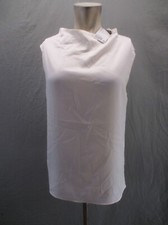 NWT H M Size 6 Womens White Straight Cowl Neck Back Zip Sheer Sleeveless Top 097
