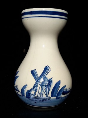 Hyacinth Bulb Forcing Vase Delft Blue Holland Windmill Ceramic Sailing Ships
