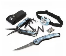 Mossy Oak Fishing 3 pcs Anglers Combo Kit Multi Tool, Fillet Knife & Flash Light