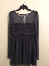Free People Grey Chiffon And Lace Dress Size 8 Pre Owned Rare!!! 