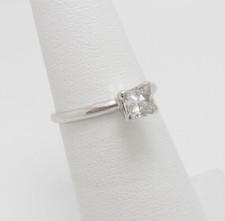 1/2CT Natural Diamond Princess Solitaire Engagement Wedding Ring 14K White Gold