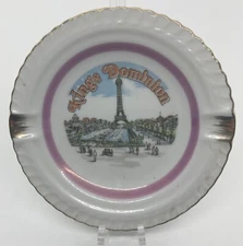 KINGS DOMINION Vintage Mid Century Modern White Round Porcelain Souvenir Ashtray
