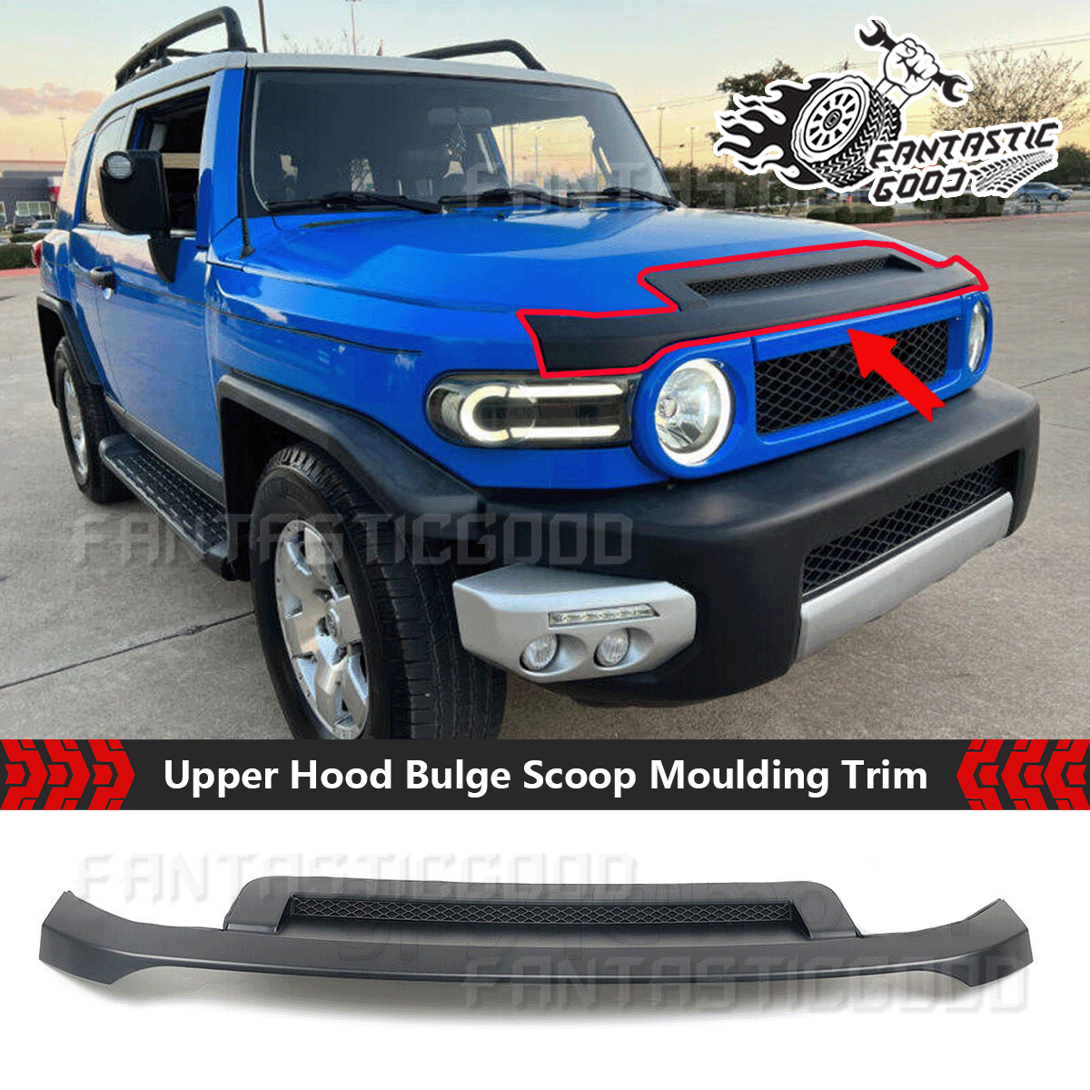 For Toyota FJ Cruiser 2007-2014 Upper Hood Bulge Scoop Moulding