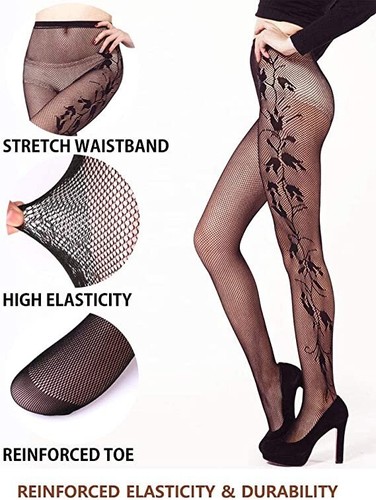 Women Patterned Fishnet Tights Black Fishnets Net Stockings Pantyhose 4 Pcs - Picture 6 of 7