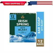 Irish Spring Icy Blast Bar Soap for Men, Mens Bar Soap, 12 Pack, 3.7 oz Soap NEW