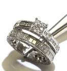 14k white gold 2.28ct clarity enhanced diamond engagement ring wedding band set — photo 8