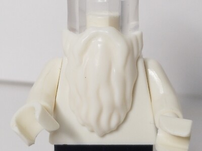 LEGO Minifigure Long White Beard with Mustache Old Guy Santa Hippie Wizard Magic