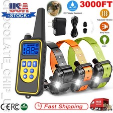 3000FT Pet Dog Shock Training Collar Rechargeable Remote Control IP67 Waterproof