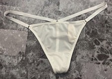 NWD NWT VICTORIA'S SECRET O/S SMOOTH SATINY WHITE VINTAGE RARE V STRING PANTIES