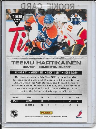 2011-12 Panini Titanium Teemu Hartikainen Spectrum Rookie # 128 #d/100 - Picture 2 of 2