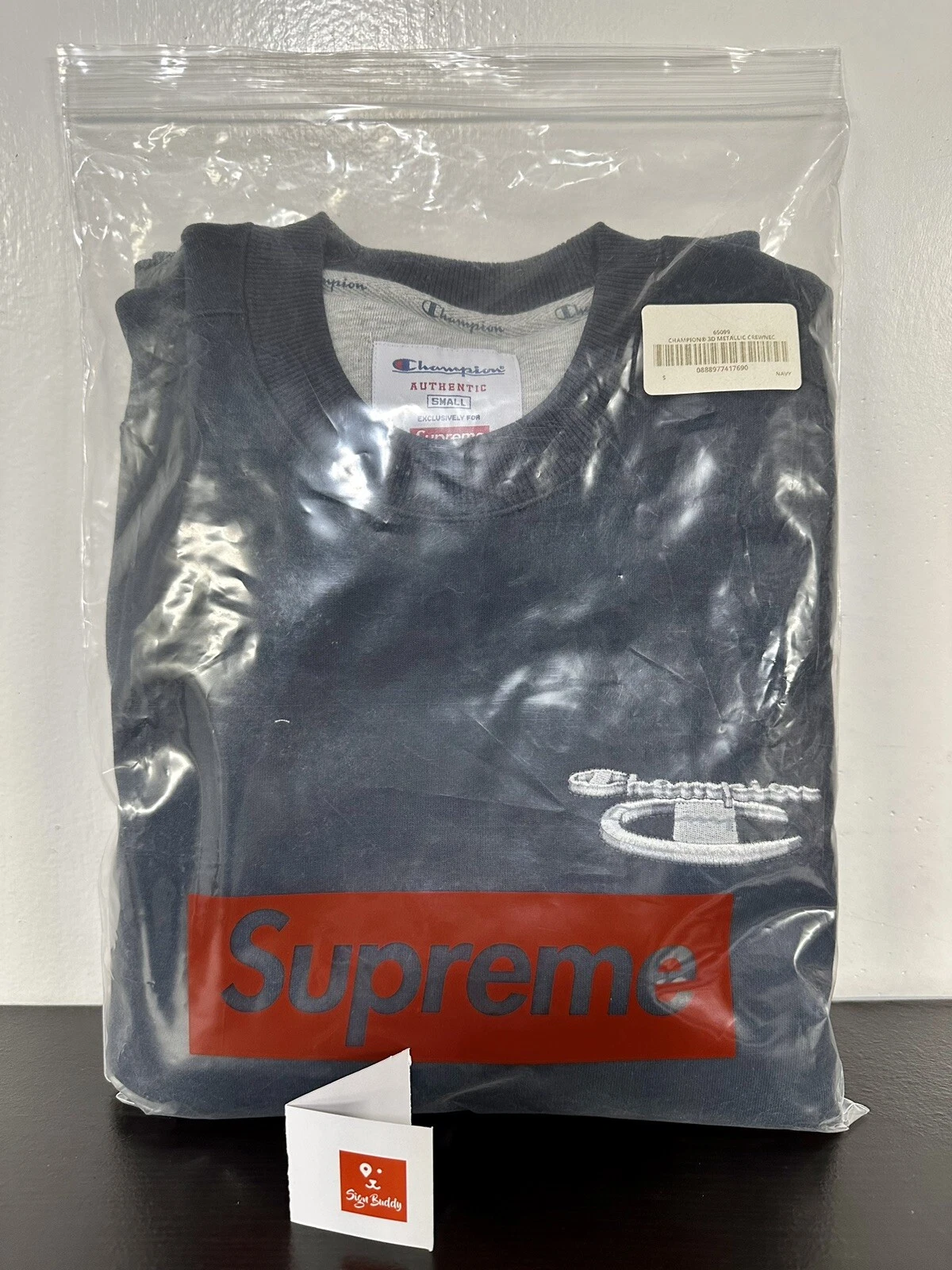 Crewneck métallique Supreme Champion 3D taille S marine