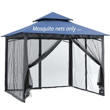 10x10 Gazebo Mosquito Netting 4-Panel Sidewall Screen with Zipper Universal B...