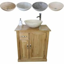 Bathroom Vanity Unit Oak Cabinet Furniture Wash Stand & Marble Basin 503SBC