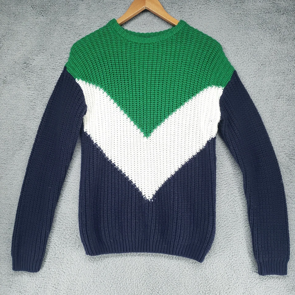 Suéter feminino Forever 21 malha cabo S verde azul branco manga longa - Imagem 2 de 4