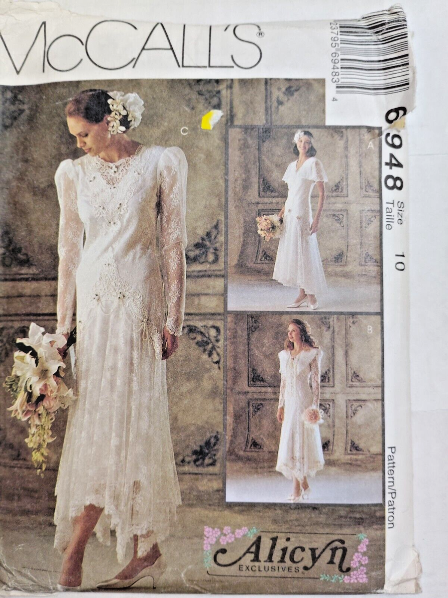 Wedding Dress Bridal Gown 10 McCalls 6948 Sewing Pattern McCall's Alicyn  Simple | eBay