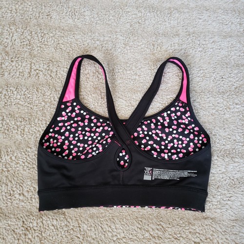 VSX Victoria's Secret Pink Black Polka Dots Sports Bra Athletic Workout Yoga - Picture 6 of 8