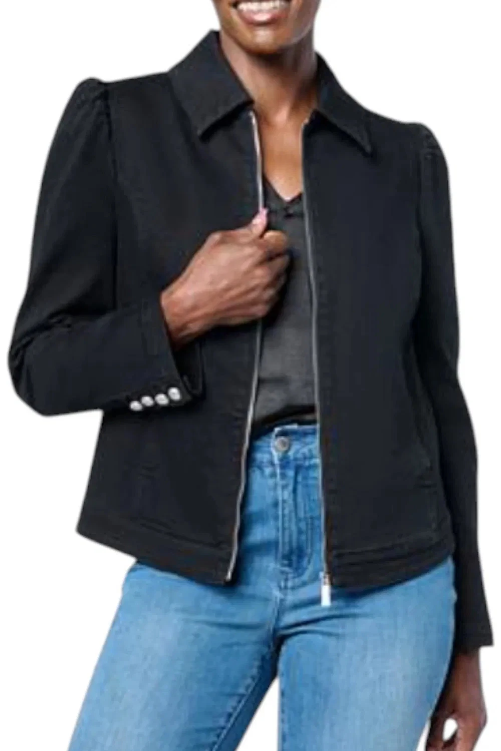 G by Giuliana Women's G5 Stretch Denim Cropped Jacket Black