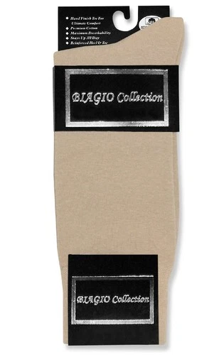 1 Pair of Biagio Solid BEIGE Color Mens COTTON Dress SOCKS