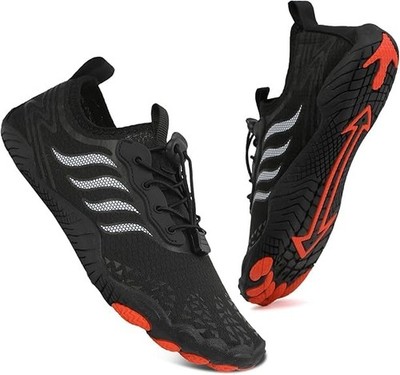 Wasserschuhe Herren Damen schnelltrocknend Barfuß Aqua Schwimmen 10 UK, schwarz 
