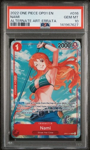 Nami (Parallel) OP01-016 Romance Dawn Errata PSA 10 New Cert