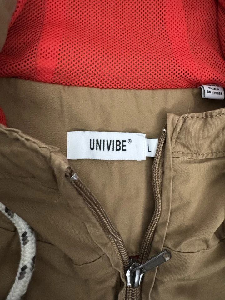 Univibe Pullover Caqui Con Capucha Peso Ligero Cuarto Cremallera Chaqueta Para Hombre Talla Grande Foto 2 de 4