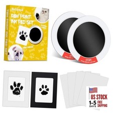 Inkless Paw Print Kit for Dogs, Cats with 2-Pcs Round Ink Pad  2 2-Pack Black