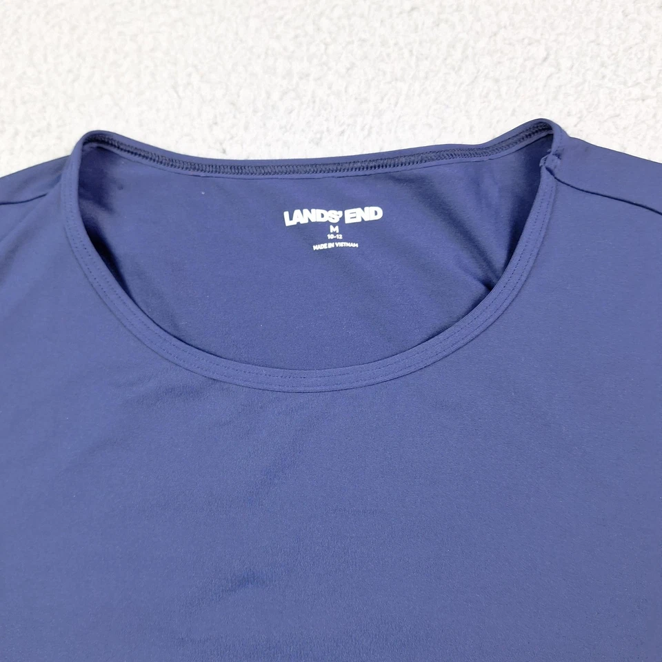 Camisa Lands End para mujer mediana manga larga elástica cuello redondo capas top Foto 4 de 4