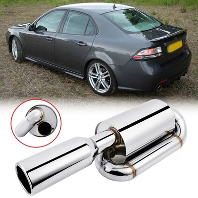 Sport Twin Loop Exhaust Tip Muffler 2.5'' Inlet 4.0''Outlet For 2003-2011 SAAB 9-3