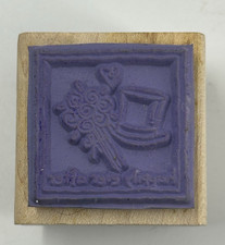 Double Sided Flowers Top Hat Rubber Ducky Pull Toy Wood Mount Rubber Stamp