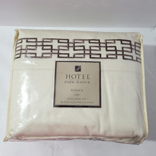 Hotel By Park Avenue Bijoux King Size Ivory / Cream with Brown Bed Sheet 4pc Set