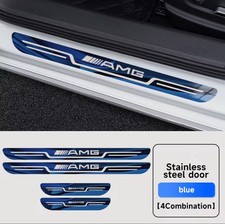4 St&uuml;ck Mercedes Benz AMG Edelstahl Einstiegsleisten Schutz Abnutzungsbleche Blau