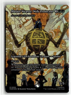 Master Weaver Web Protector 0032 Borderless FOIL Spider Man MTG Magic Card NM