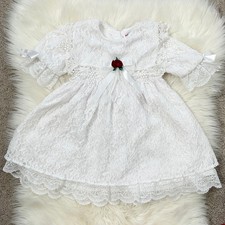 DIMPLES Vintage Dress Toddler Girls 2 Smocked White Lace Flower Girl Easter Cute