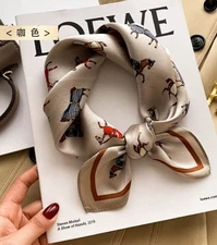 100% Mulberry Silk Scarf Women Neckerchief  20'' Small Square Flower Bandana B12