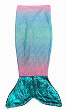  Mermaid Tail Fleece Blanket Children Youth Blue Pink Glitter Shimmer