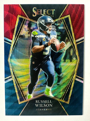 2021 Panini Select Russell Wilson RED BLUE Prizm Card SP #/199 Seahawks Star!