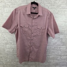 New Alfani Mens Textured Pockets Button-Down Shirt Pink Size Large