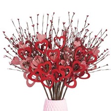 8 Pcs Valentine's Day Picks, Valentine  s Day Gifts Wood Heart Shaped Red Pink