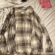 Lucky Brand Womens XL Gray/White Plaid Long S...